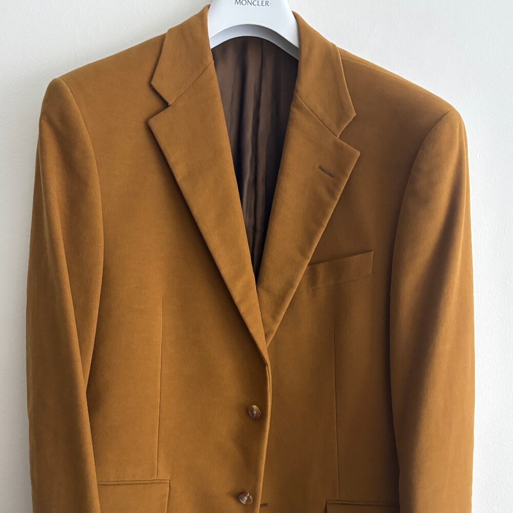 $1450 Hickey Freeman USA Tan/ Brown Cotton Velvet Sport Coat/ Blazer - 40